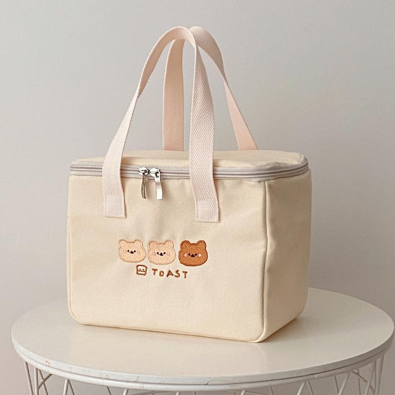 

Women Cute Lunch Bag Girls Insulated Canvas Cooler Handbag Aluminium Foil Thermal Food Box Family School Picnic Dinner Container Practical Use