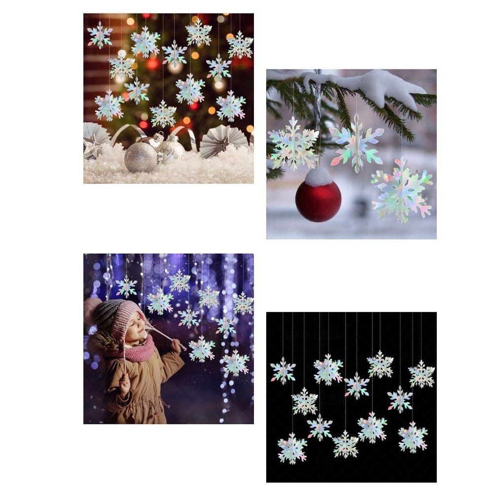 12pcs Colorful Christmas Snowflake Flower Pendant Creative Hanging Ornament Home