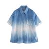 Chuyu Women's Loose Gradient Sheer Short Sleeve Shirt