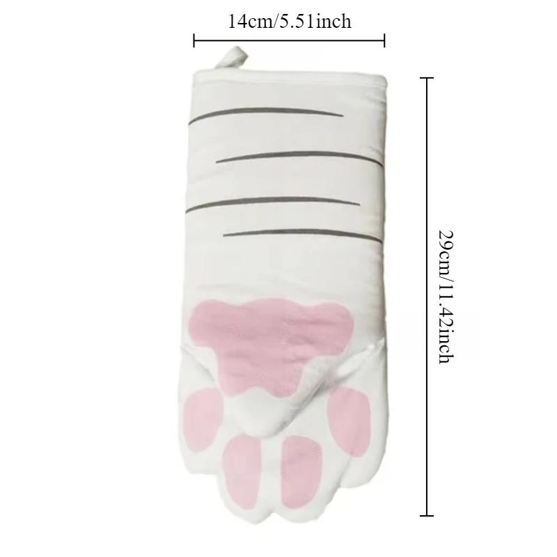 1 Pair Cat Paw Insulated Gloves Cute Cat Claw Oven Gloves Microwave Oven Heat-resistant Baking Gloves Kitchen Supplies