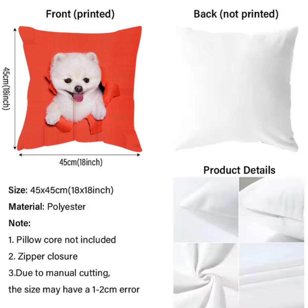 Cute Naughty Cute Cats Dogs Cushion Cover Pattern Printed Pillowcase for Living Room Sofa Cushion Cover & Bedroom Decor