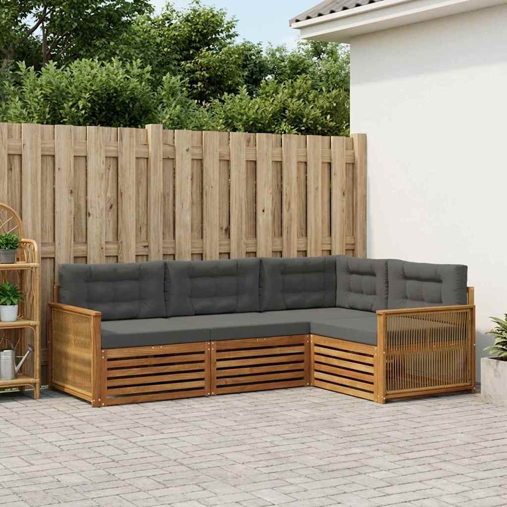 Outdoor Sofa Set with Cushions 4 pcs Natural and Anthracite