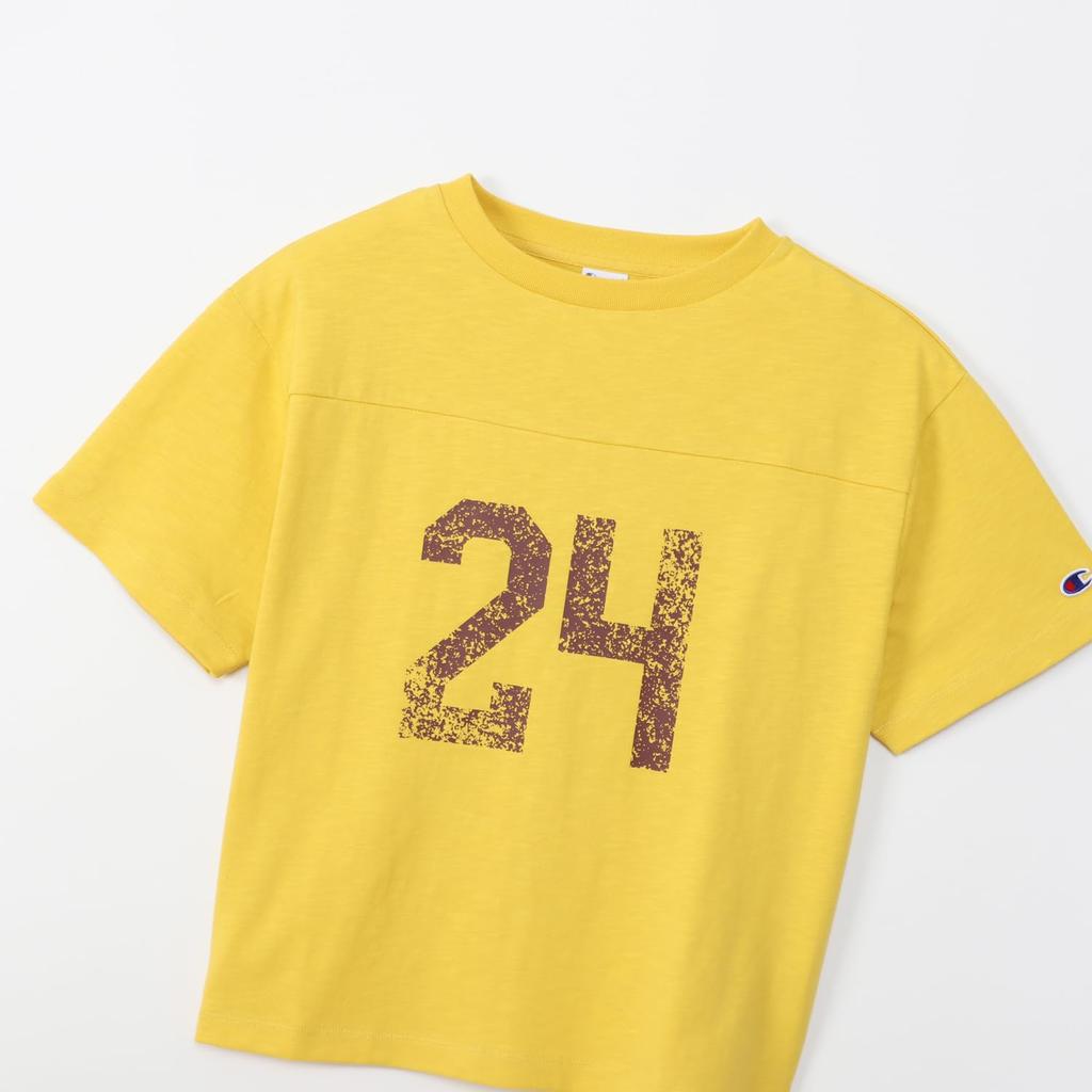 Short Round Xylitol Graphic Short Sleeve Yellow [Champion] T-shirt, Sleeve, Neck, 100% Cotton, Treatment, Print, T-shirt, Women's Casual, CW-Z310