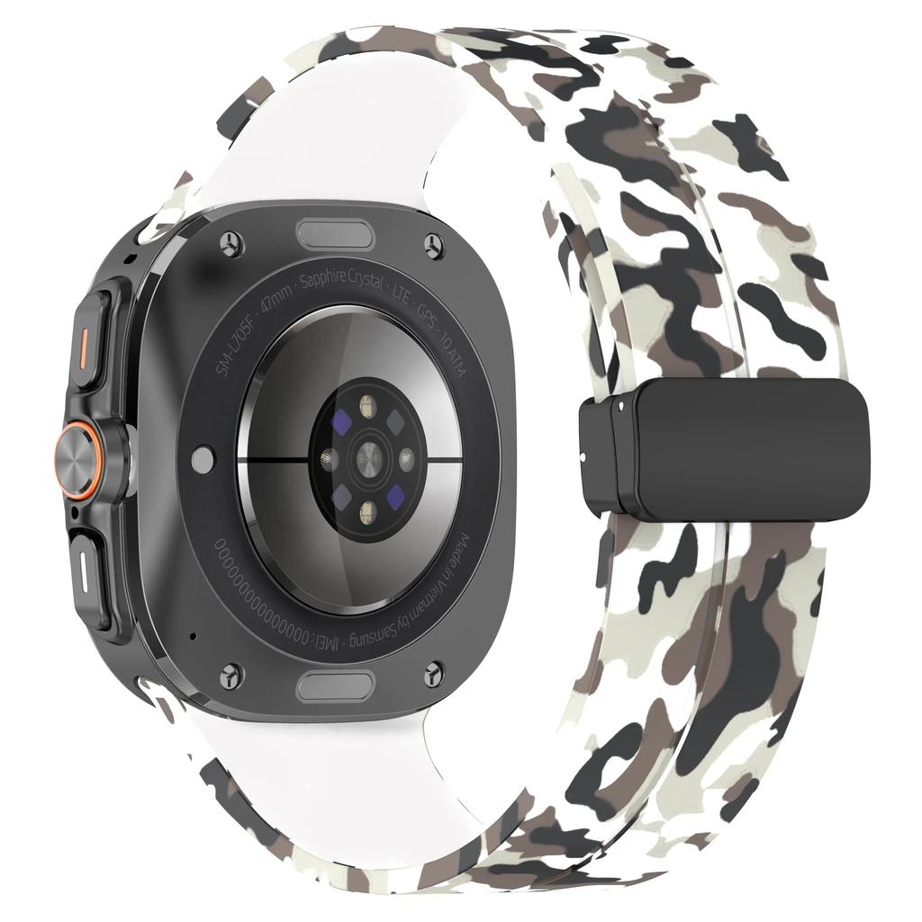 Pulseira de camuflagem para Samsung Galaxy Watch Ultra 47mm Pulseira magnética de silicone para Galaxy Watch 7 Ultra Pulseira de substituição