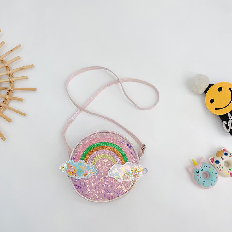 Adorable Rainbow Crossbody Bag For Girls Fashionable Princess Style With Zipper Closure