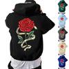 Unisex Long Sleeve Rose Print Pullover Hoodie with Front Pocket for Everyday Wear