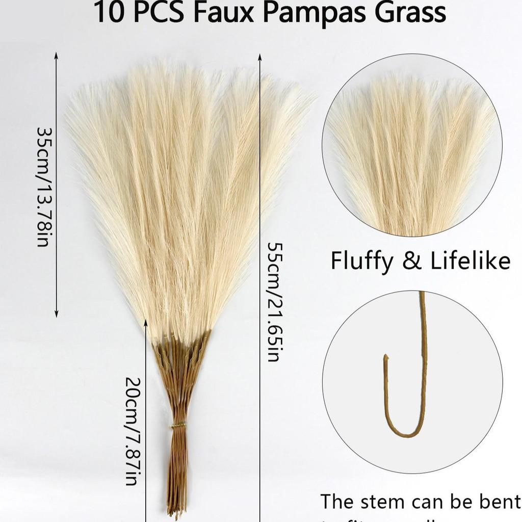 Artificial Pampas Grass & Cattails: Eternal Flower Wedding & Home Décor (55cm)