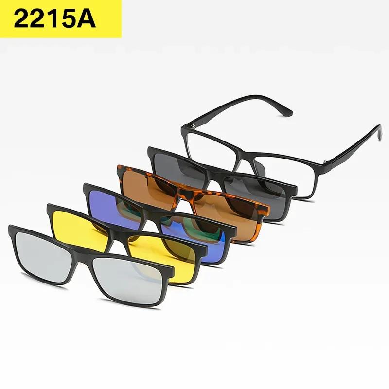 6 Color Clips Spectacle Frame Men Women On Polarized Black Clips Sunglasses Magnetic Glasses Male Computer Optical