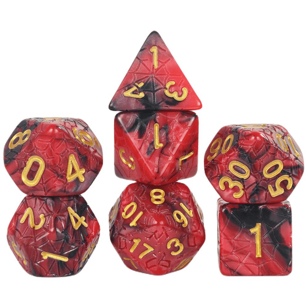 Mixing Color Dice DND 7pcs Polyhedral Dice Set with Engraving Spider Web Effect for DND RPG Magic Gathering Table Game D&D Dice