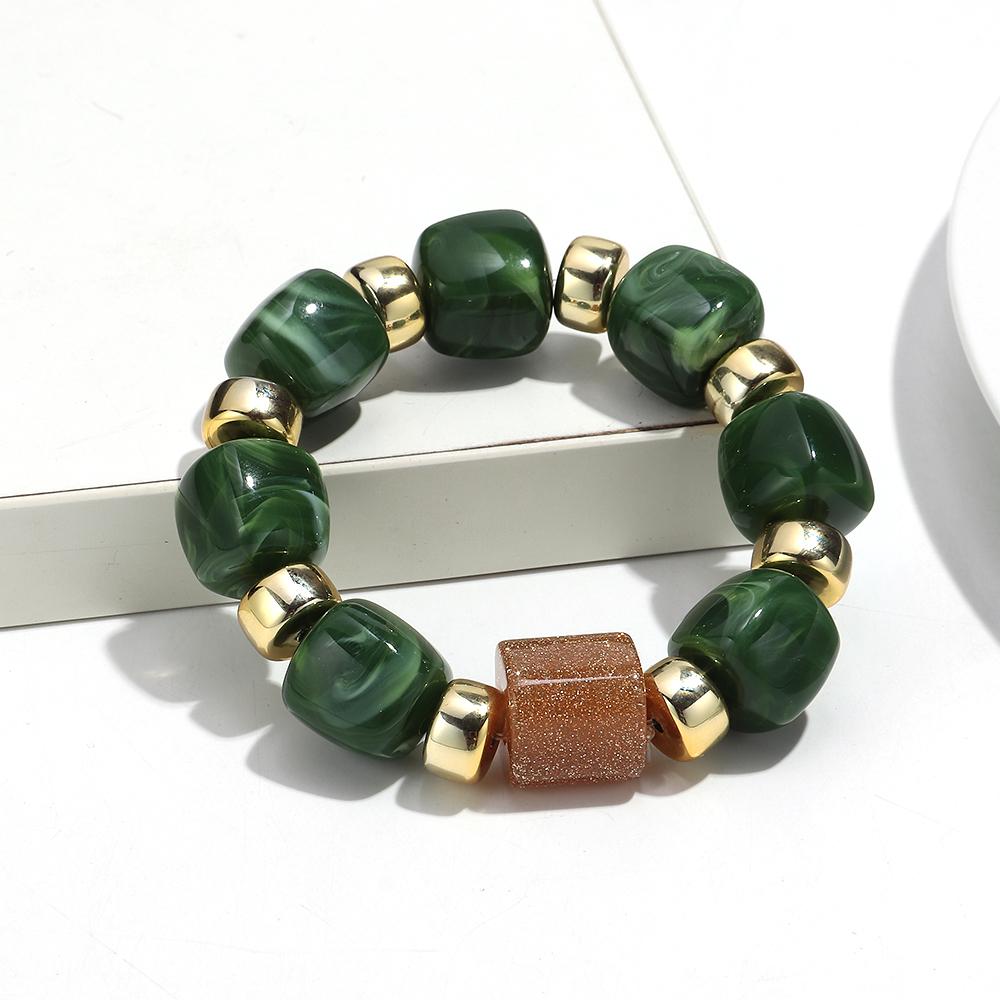 Fashion Acrylic Big Square Beads Bracelet for Women New Trendy Colorful Imitation Stone Strechy Bracelets Statement Jewelry Gift