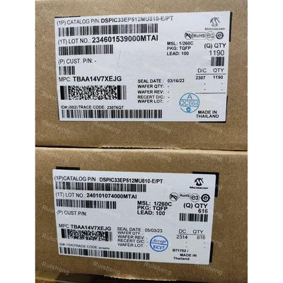 DSPIC33EP512MU810-E-PT  Digital Signal Processors & Controllers - DSP, DSC 100P 512KB Flsh 52KB RAM 60MHz USB