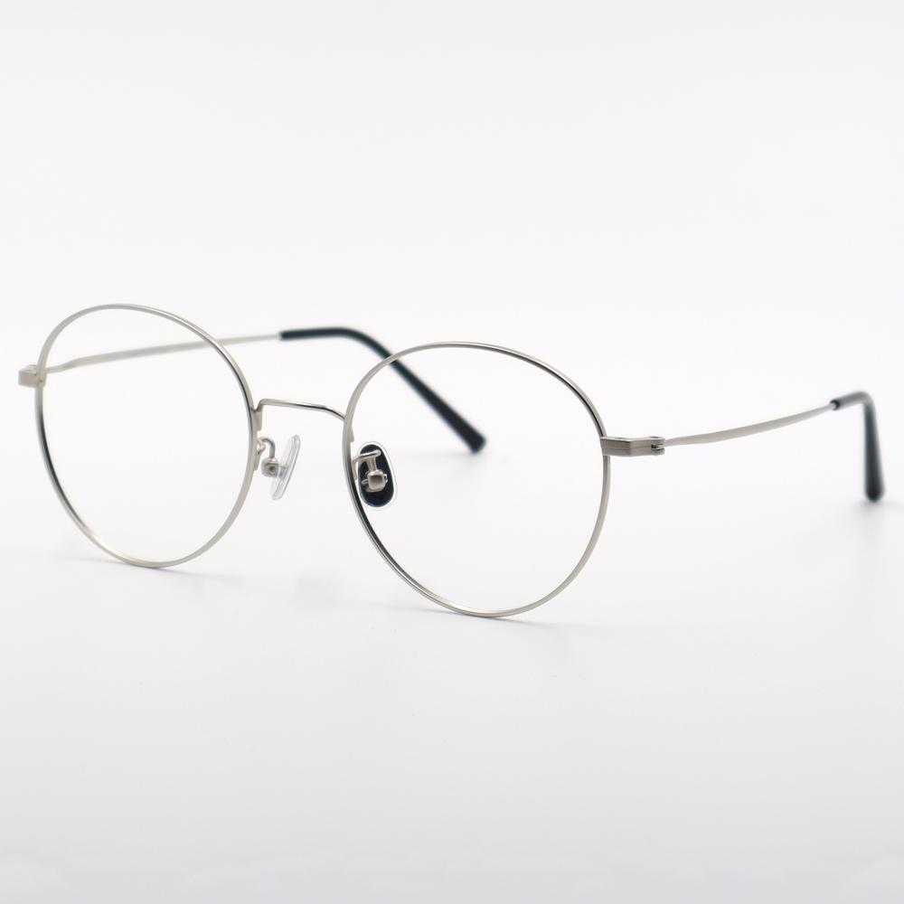 Alloaiweeo [Alo Basic] Al8204 1111G Semi-Oversized Round Sanded Silver Metal Glasses