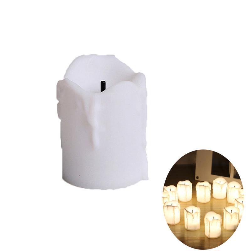 12Pcs LED Candle Lights Flameless Candle Lamp Battery Operated Tea Light Plastic Flickering Tears Candle Light Home Decor