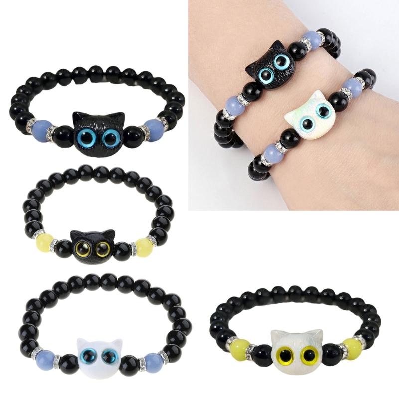 Lovely Bracelet Resin Luminous Bead Bracelet Comfortable Cat Hand Chain Great for Everyday Life and Dating
