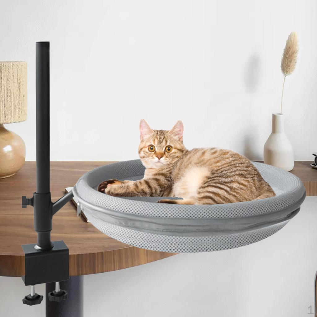 

Cat Desk Bed for Indoor Cats Nest Accessories Kitten Adjustable Gift with Stable Clamp Perch