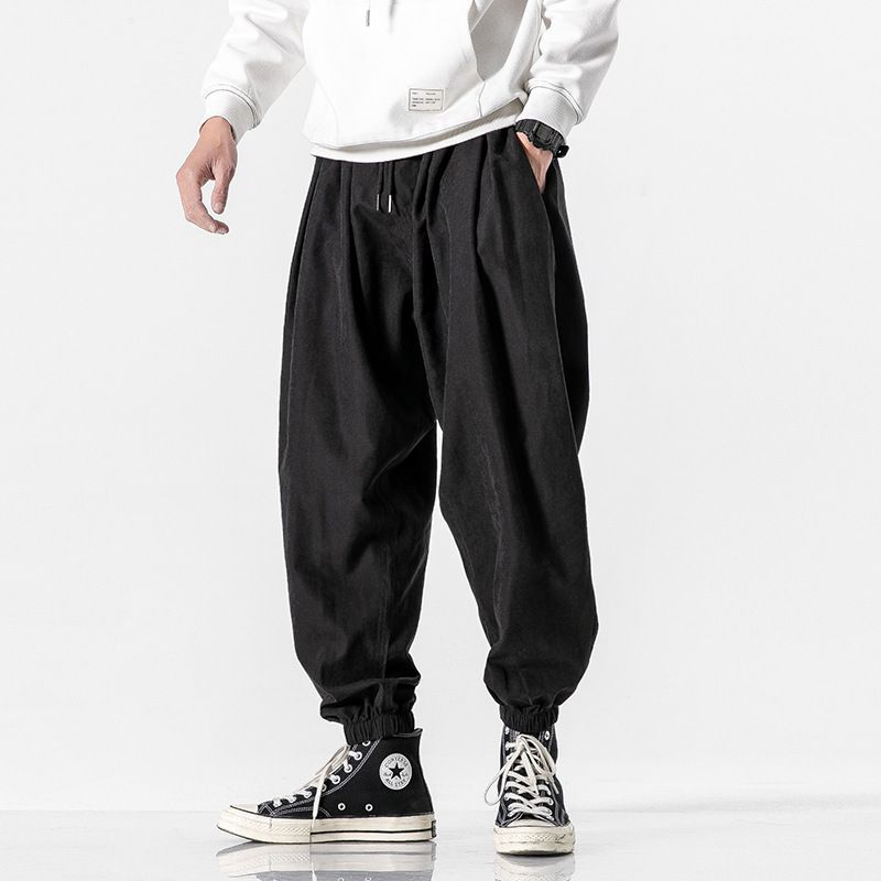 

Autumn Japanese-style Large-sized Nine-inch Wide-leg Baggy Pants, Fashionable and Casual Tapered Pants 5XL чорний