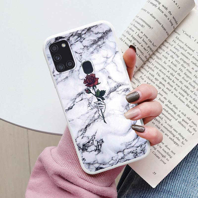 Case For Samsung Galaxy A21S Back Cover Protective Silicone Fundas Fashion Marble Stone Texture Coque For Samsung A21S Capa