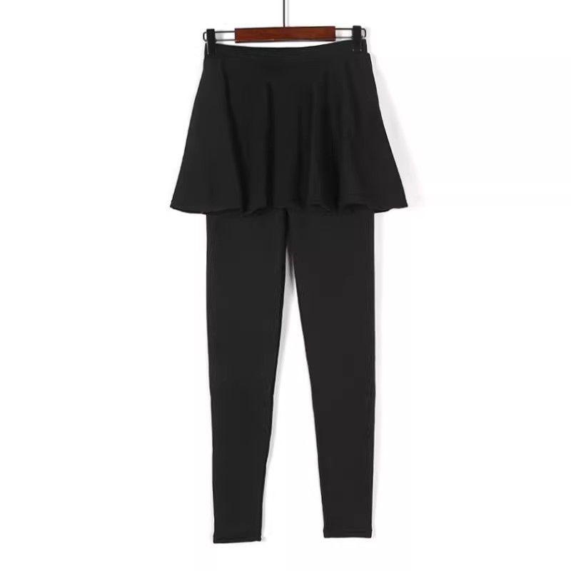 

Женская осенне-зимняя одежда Флисовые леггинсы Heattech Женская мода в K-стиле Ложные две части Слим Похудение и тепло Кюлоты Heattech Light gray Plus size