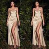 European & American Style Women's Sexy High Waist Slit Dress - Slim Fit Evening Gown
