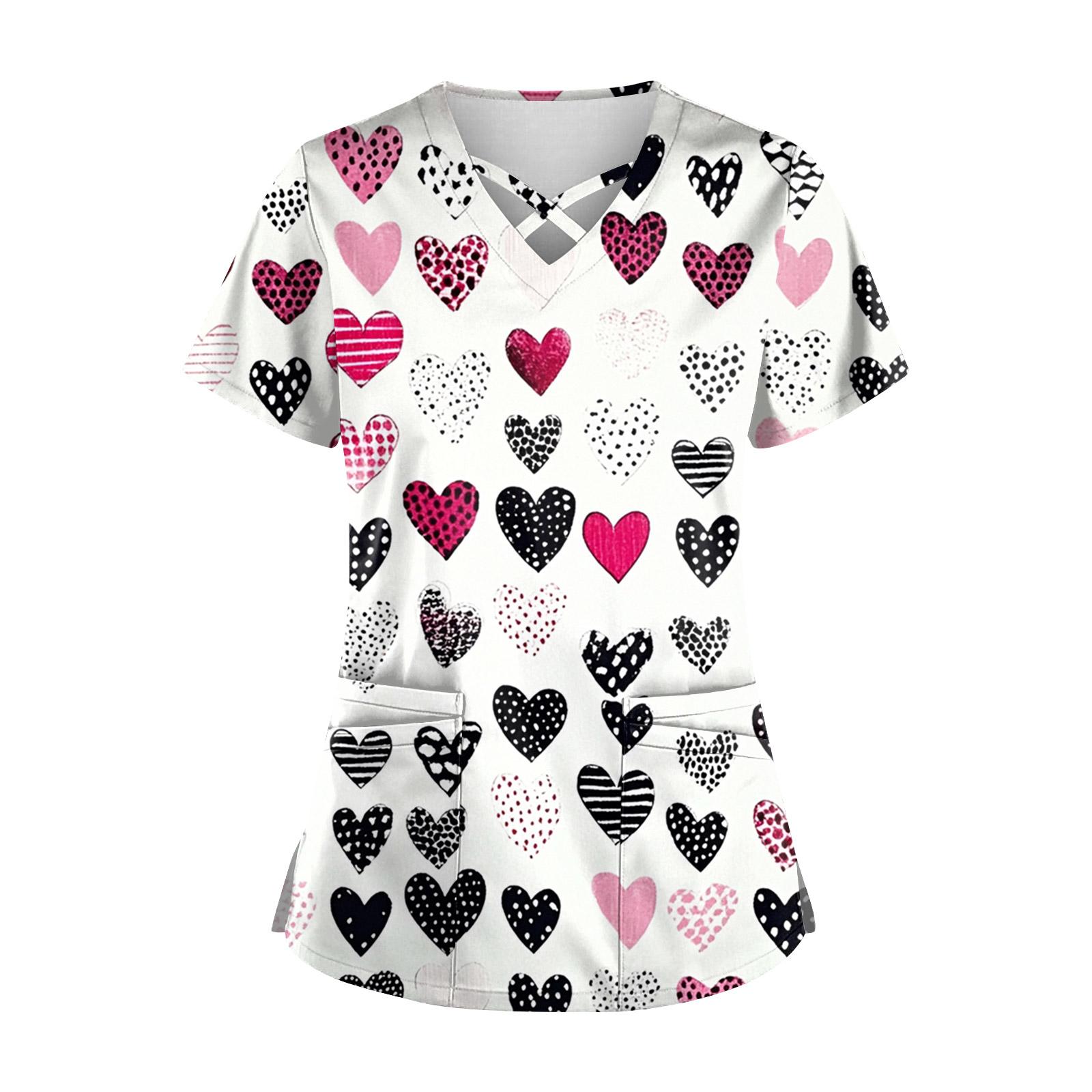 

Women s Short Sleeve Stagger V Neck Print Pocket Dry- Top XL белый