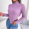Sexy Women Asymmetrical Knit Sweater Long Sleeve Half High Collar Undercoat Autumn Winter