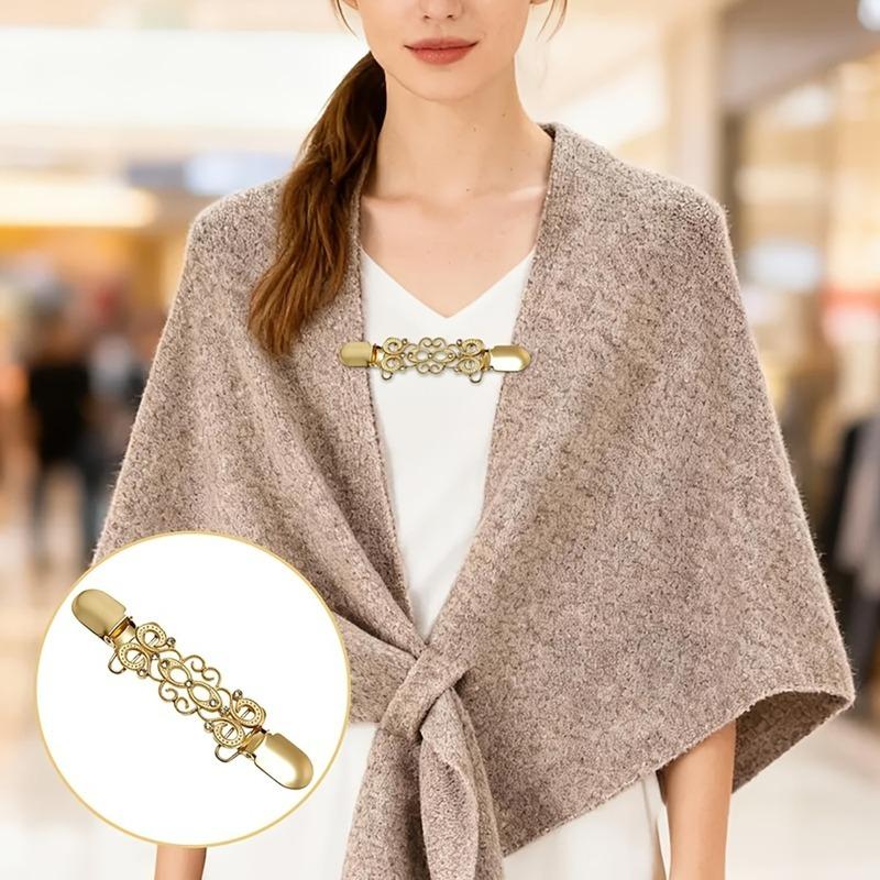 1/2Pcs Adjustable Waist Cinchers Retro Alloy Brooches for Women Shawl Collar Clips Scarf Clasp Anti-Slip Fixing Fashion Accessories