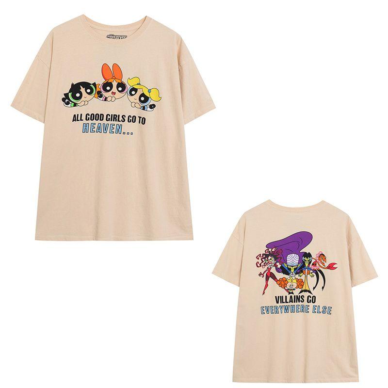 

Export Cute Cute Anti-Aging Casual Cartoon Print Short Sleeve Summer Mid-Length T-shirt Loose Plaid Pure Cotton Slight Flaw S/C/P