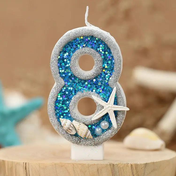 Ocean Starfish Conch Digital Candle, New Birthday Candle Creative Digital Handmade Candle Cakes Decoration Candle Ornament