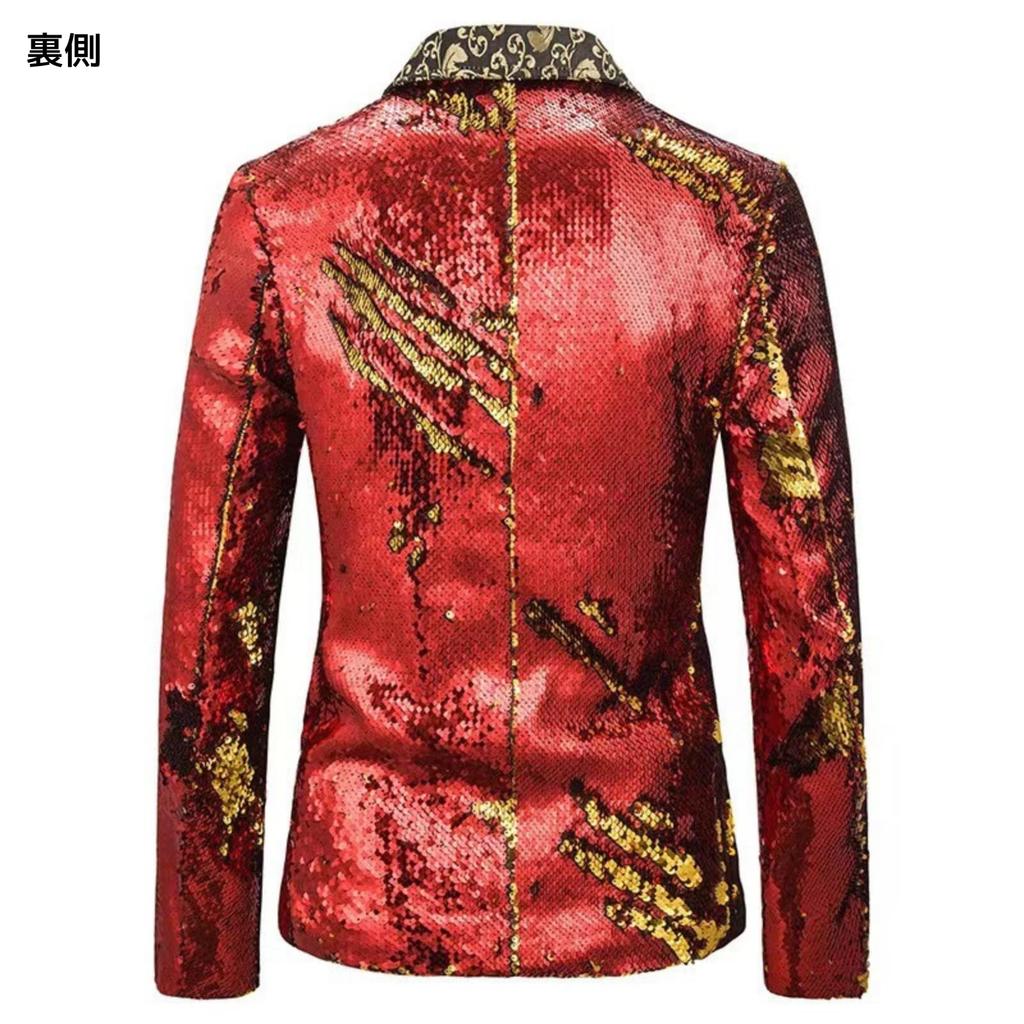 Sequin Jacket for Men Sparkling Stage Stage [ADOSSY] - Costume, Recital, Cosplay, Event, Party, Suit, Tuxedo, Red, Gold, Silver, Black, Wedding,
