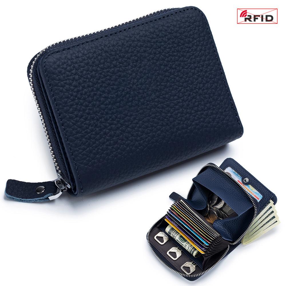Women's Genuine Leather RFID Wallet Japanese Accordion Card Holder Stylish Multi-Functional Large Capacity Coin Purse