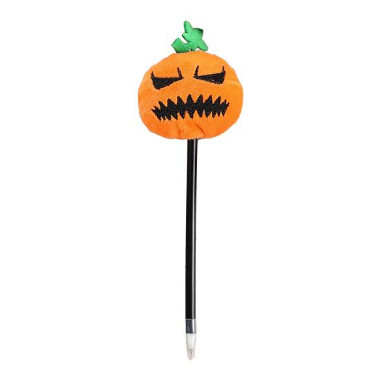 Push Ballpoint Pen Halloween Pumpkin Gel Ink Pen, 0.7mm Rollerball with Plush Pumpkin, Student Novelty Black for Party Favors, Gift Supplies