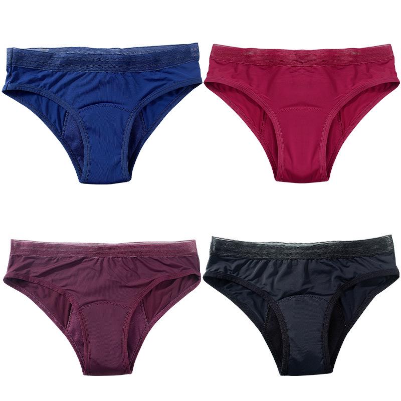 Low Waist Lace Leak-Proof Menstrual Underwear for Women - Four Layers, Front & Back Protection