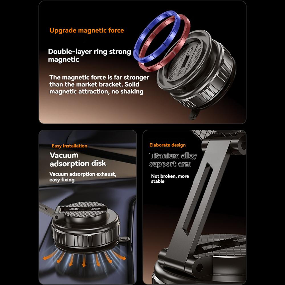SSX Magnetic Phone Holder 360° Rotating Suction Cup Car Dashboard Adjustable Phone Mount Sand