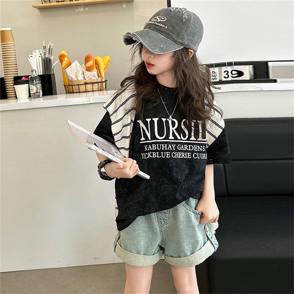 Summer Set Short Sleeve Top and Casual School Jersey Top and Set Jersey Set [KOSIKINI] Clothes, Children's Clothes, Kids' Up, Girls' T-shirt, Shorts,