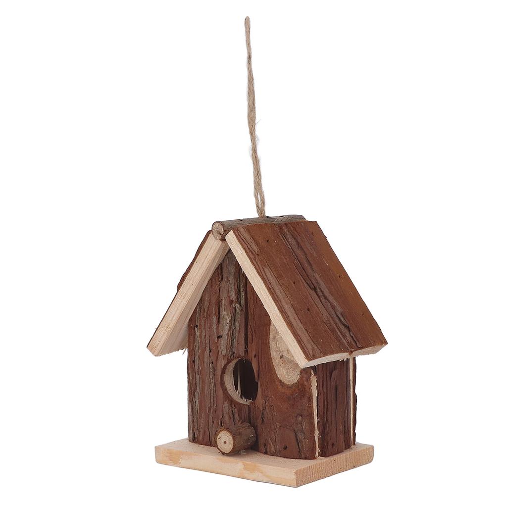 Wooden Bird House Hanging Retro Style Fir Wood Birdhouse for Outdoor Garden Porch Home Office Decoration