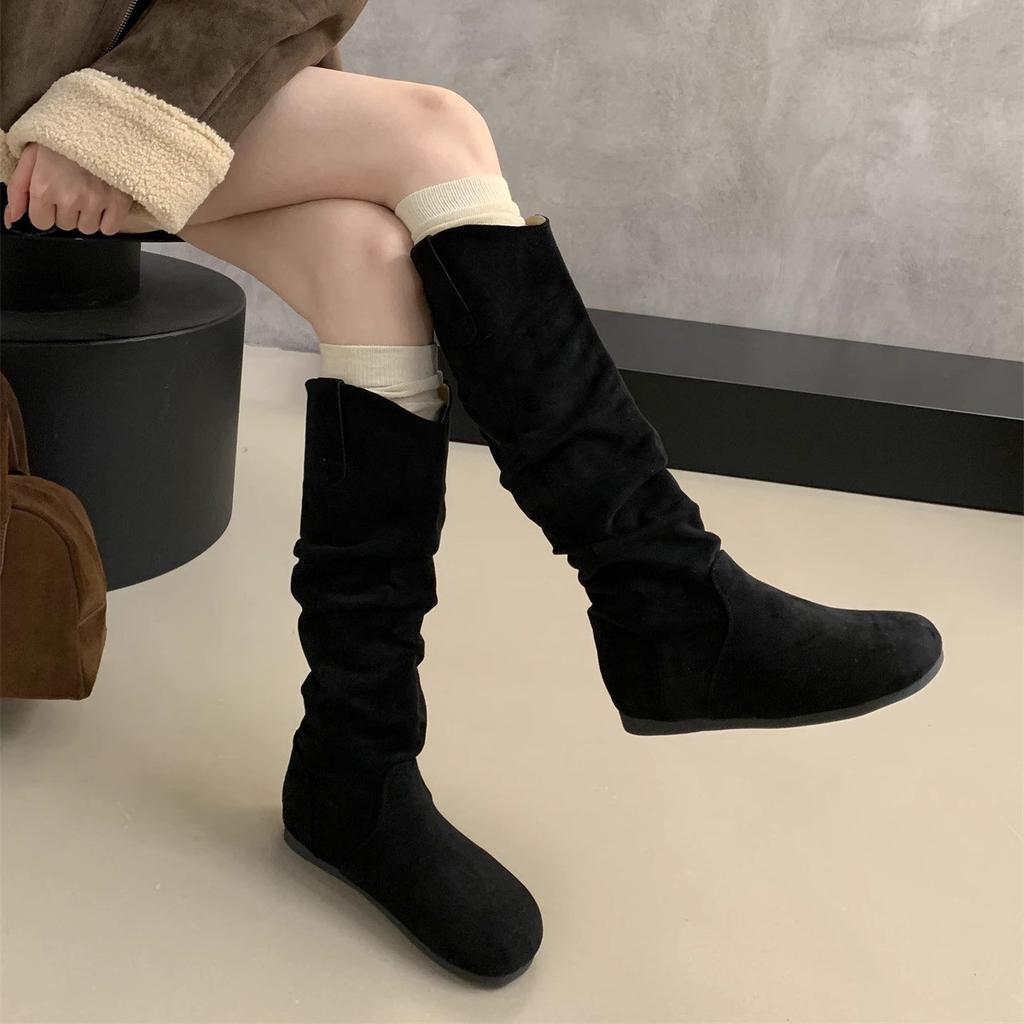Niche retro style thick heel thin short boots women's 2025 new summer versatile height increase small high heel medium boots