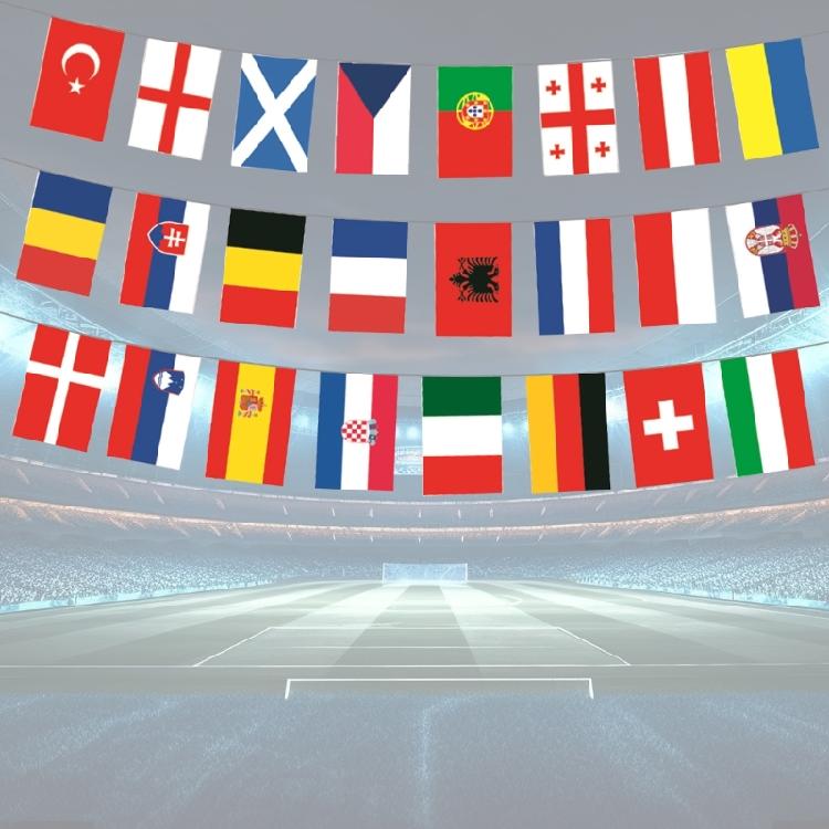 2024 European 24 Countries Flag Football Cup Flags Bunting National String Flags Football Event for Party Decoration
