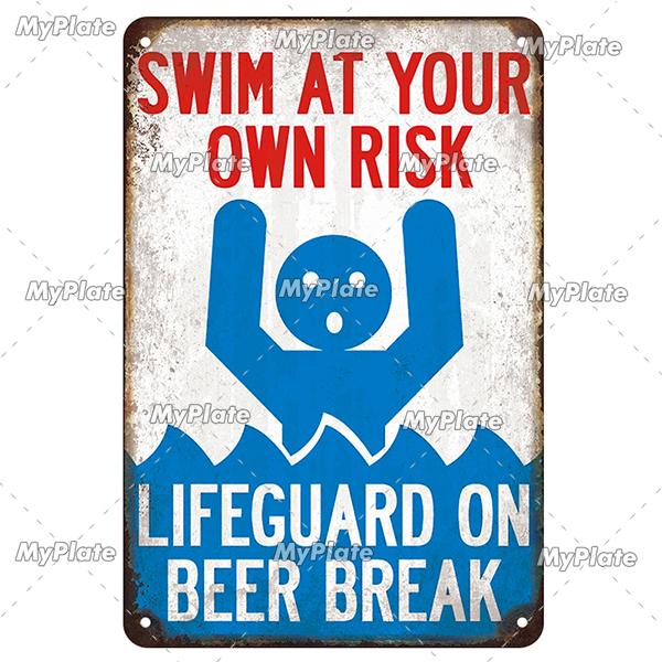 MyPlate Vintage Warning Shark Sea Beach Poster Metal Sign Plate Tin Sign Wall Crafts Decor For Home Plaque Decoration Gift