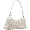 Calvin Klein Elegant Niche Design Pleated Armpit Bag Mixed Material Shoulder Bag Medium Size Women's Milk White