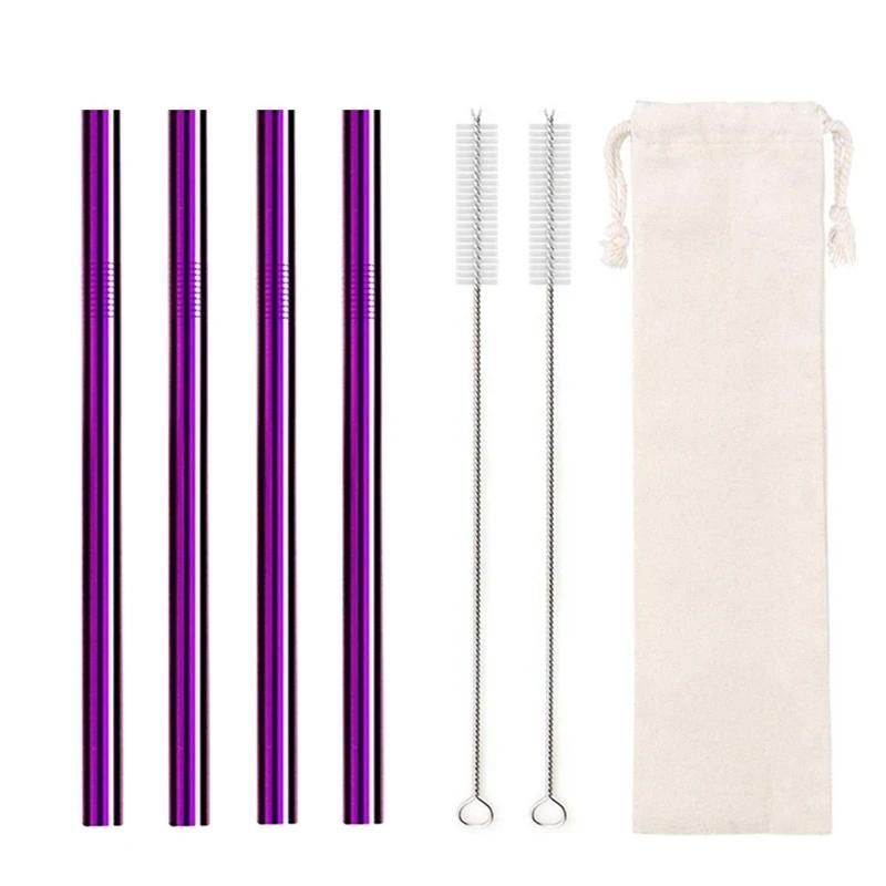 12mm Boba Metal Straw Eco-friendly 304 Stainless Steel Straws Set Reusable Drinking Straw for Bubble Tea Milkshake Bar Accessory