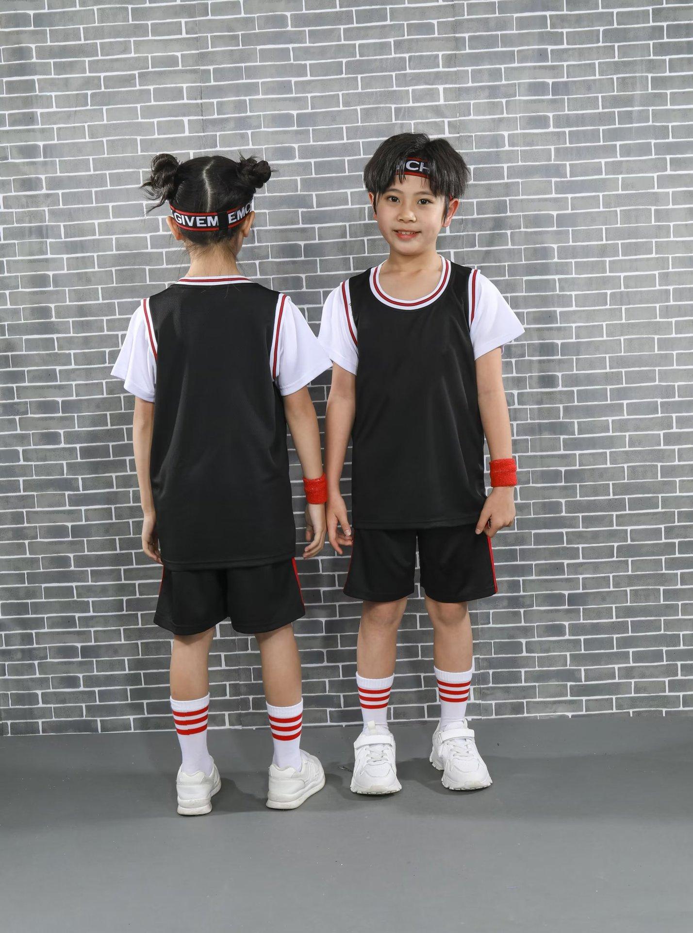 Fake two-piece light board children s suit children s clothing basketball clothing kindergarten performance clothing competition clothing 3XS-2XL 3XS/100
