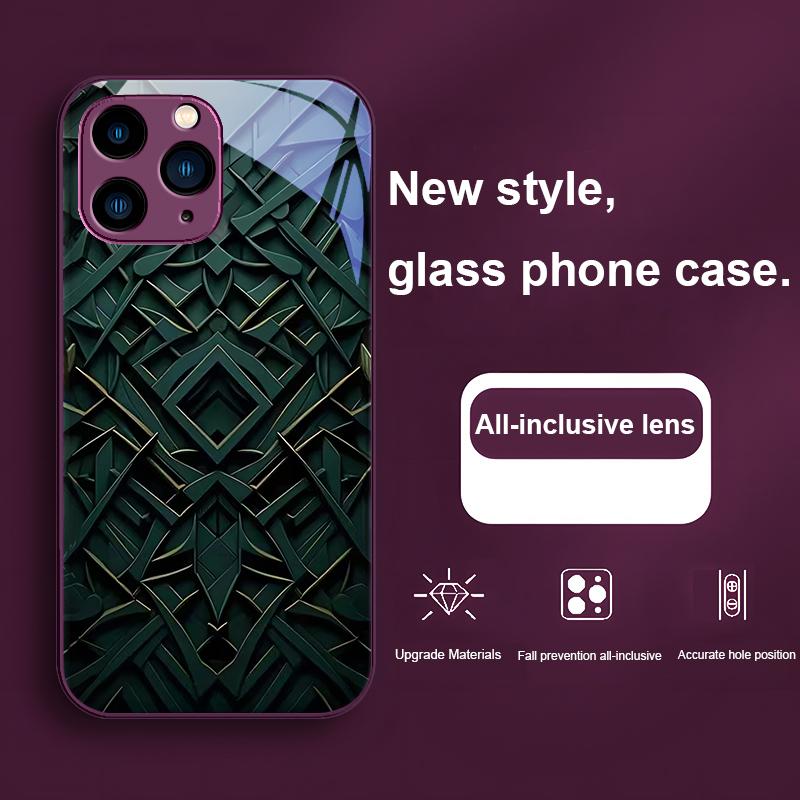 Honeycomb filter bronze purple For Iphone 16 Plus 15 14 13 12 Mini 11 Pro Max X XS XR 7 8 Plus 2022 Tempered Glass Phone Case