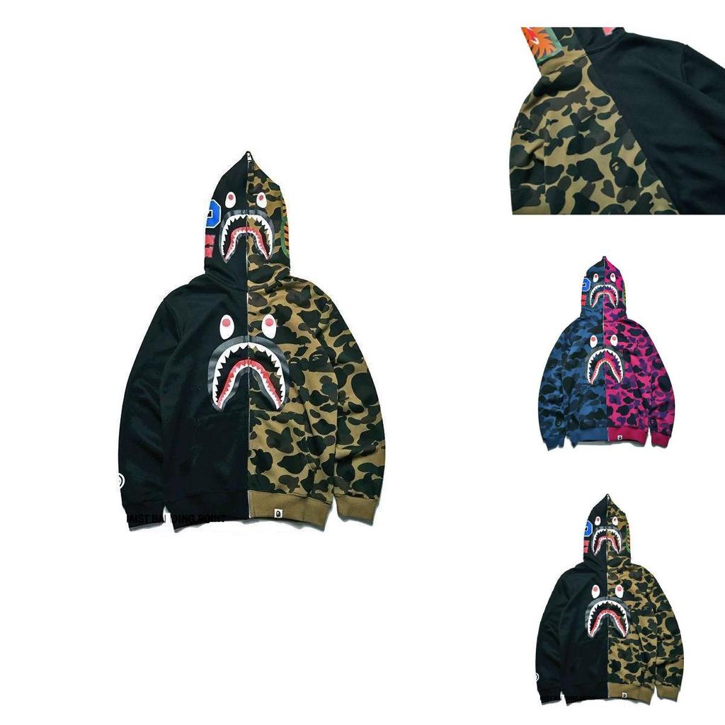 Trendy Shark Head Graphic Hoodie With Stylish Zip-up Design For Youthful Fashion Enthusiasts In Fall