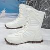 MCTIN Women White Snow Boots Winter Plush Black Warm Mid-calf Boots Ladies Slip-on Cotton Shoes Plus Size 35-42