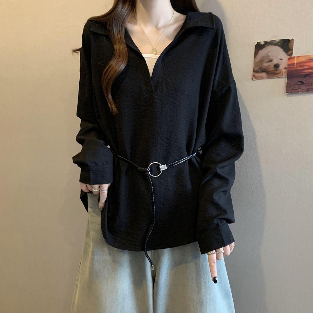 Plus Size V-neck Long Sleeve Slimming Top for Women - Autumn Collection