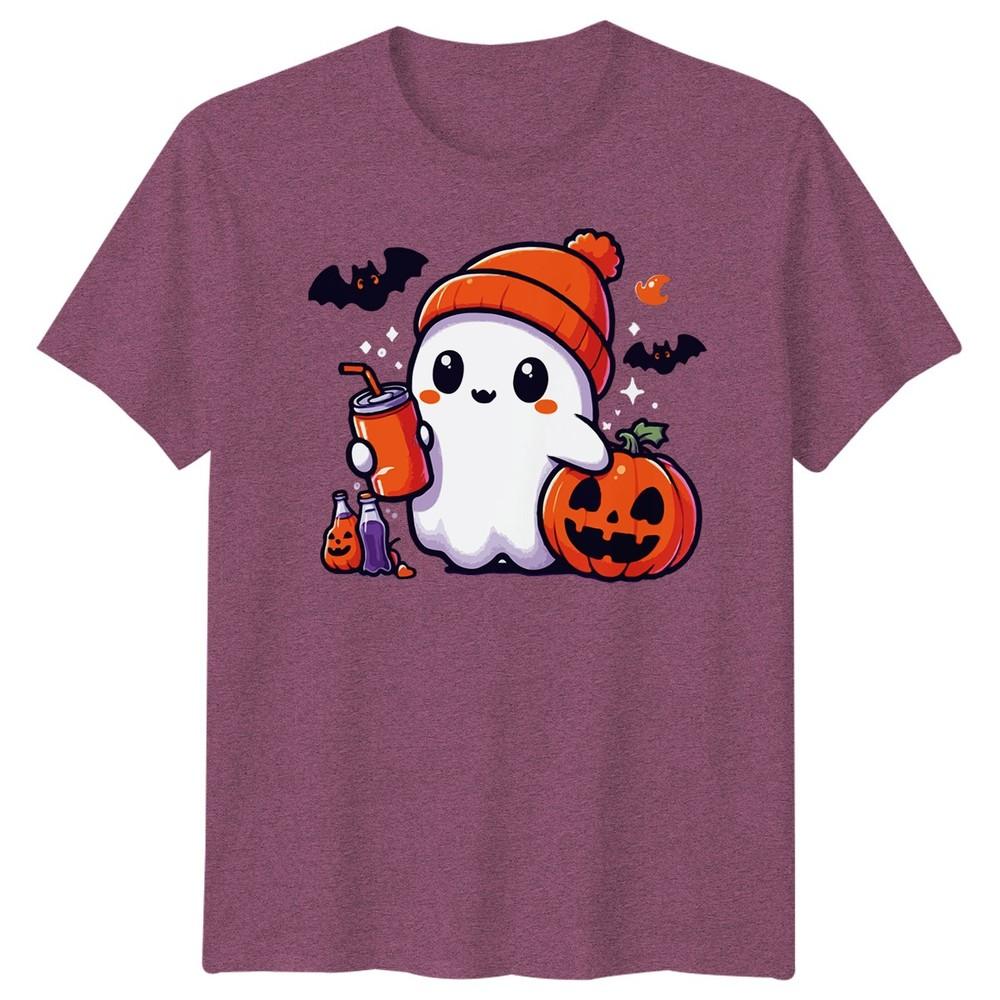 Halloween TShirt Ghost Pumpkin Iced Coffee Spooky Graphic Adults Kids Tee