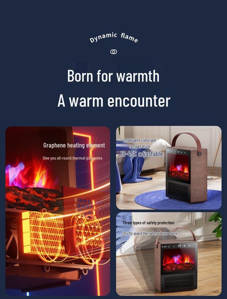 Personalized Energy-Saving Electric Fireplace Heater with Simulated Flame for Home or Office Use