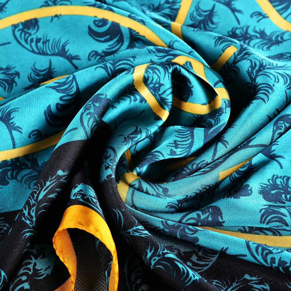 BYSIFA Eleganter Gelb Blau Seidenschal Stola Bufanda 70*70cm Winterschals Accessoires Frühling Herbst Marke Quadratische Schals Hijab