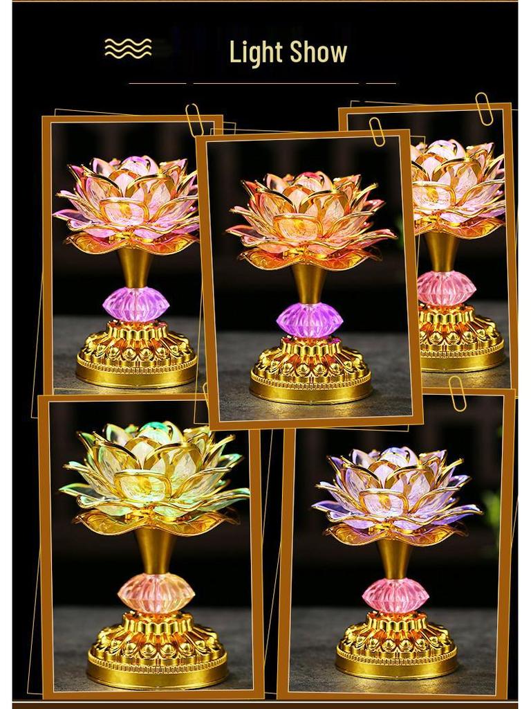 2025 Lotus Bodhisattva Buddha Offering LED Lamp: Colorful, Everlasting Household Decor