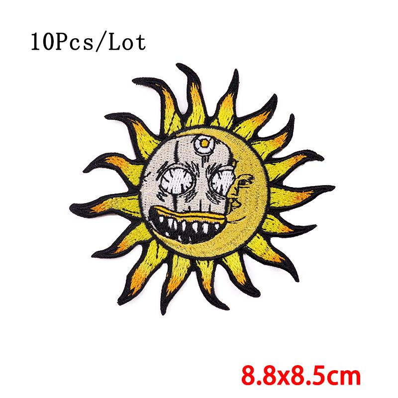 

10 шт./лот Нашивка Солнце и Луна Пришивные нашивки для одежды Термоадгезивные нашивки на одежду Нашивка с цветочной вышивкой для одежды